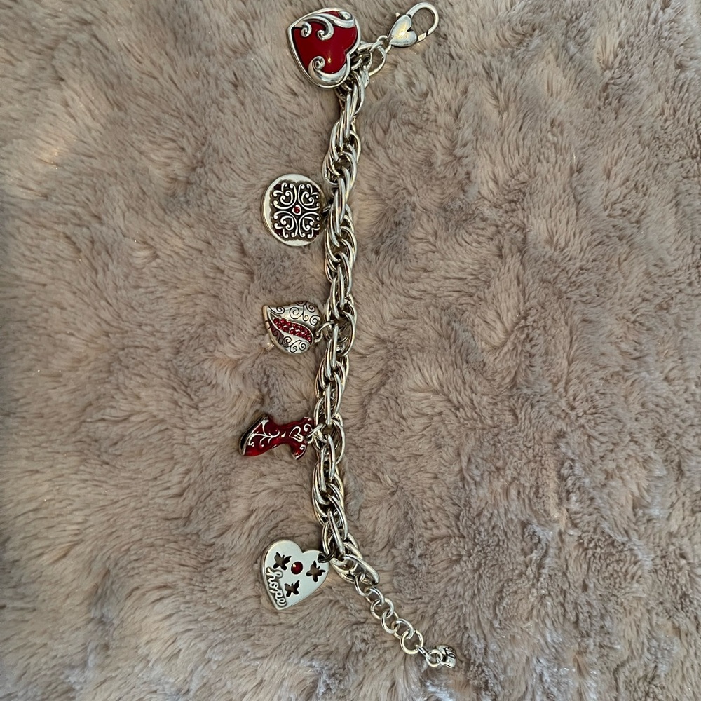 Silver-tone Heart Charm Bracelet